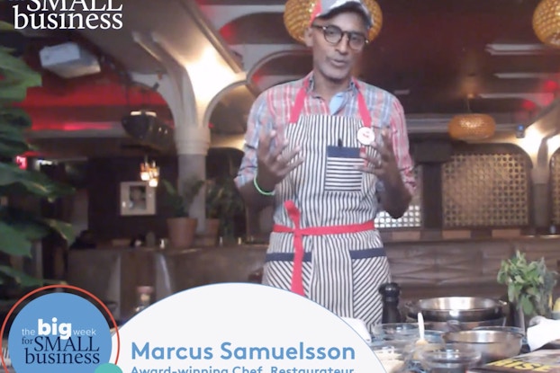  chef marcus samuelsson doing a virtual cooking demo