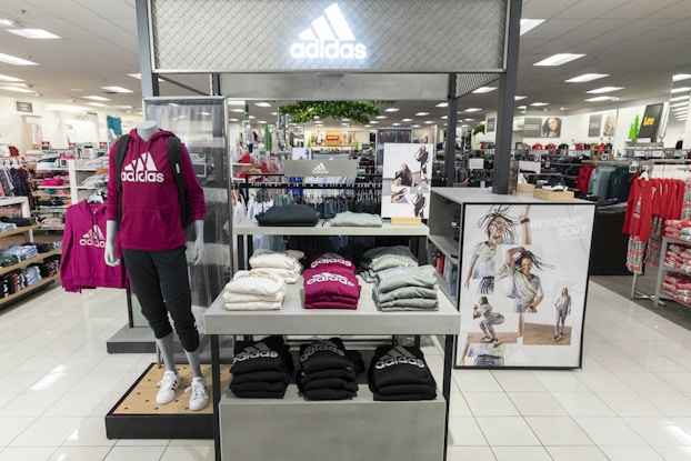  Adidas display section inside a Kohl's location.