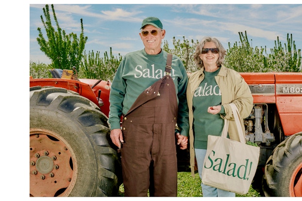 Two models wearing farm merch from Sweetgreen.