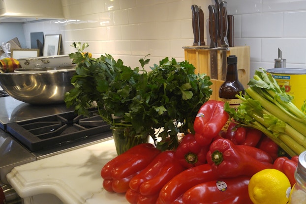 an assortment of vegetables on a kitchen counter displayed by Ask Aunt V