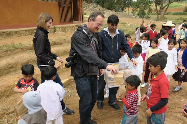  Bill Bass at with Peruvian school children