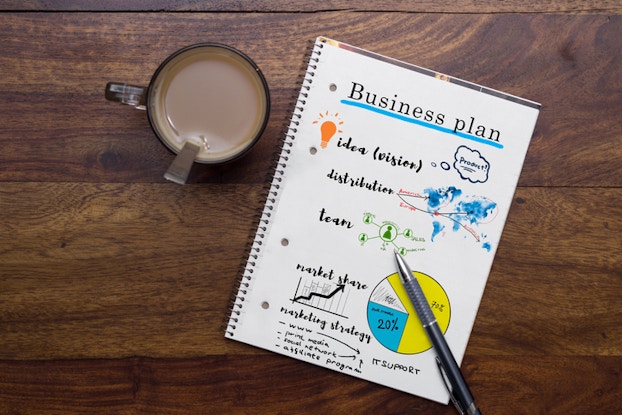making of a business plan Business plan in notebook on a table