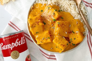  Product image of tomato paneer curry made with Campbell's tomato soup. 