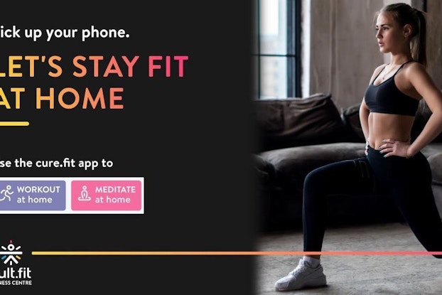 Cure.fit ad for working out at home