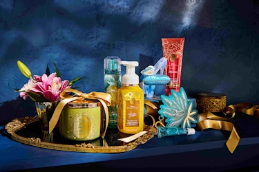 Product display of Disney Princess-themed products by Bath & Body Works.