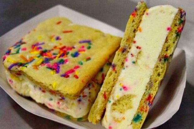 artisan ice cream sandwich created by frozen sin