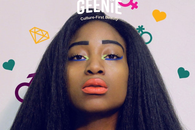  Woman modeling Geenie products.