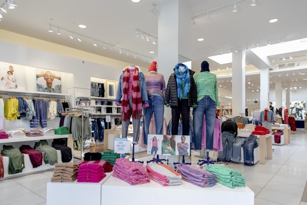  display of gap leisure clothing in store