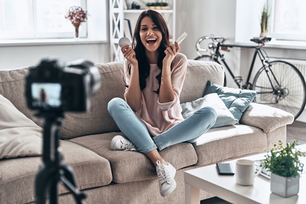 Social media influencer making video