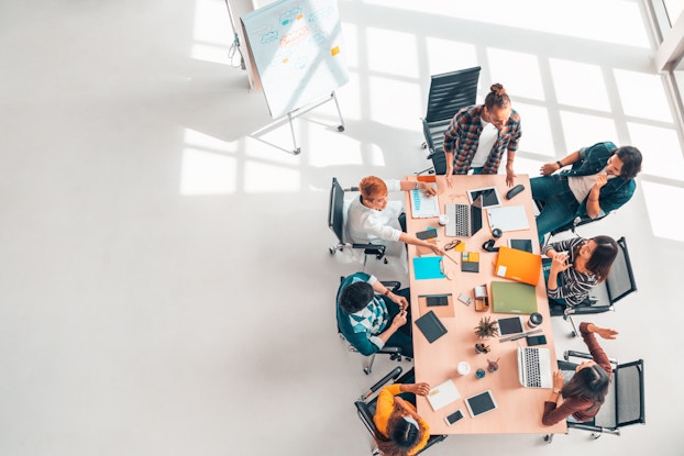Workplace team collaborating