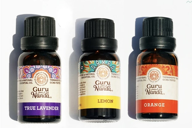  Product image of three varieties of essential oils.