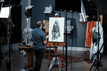  New Masters Academy instructor Iliya Mirochnik filming an art class. 