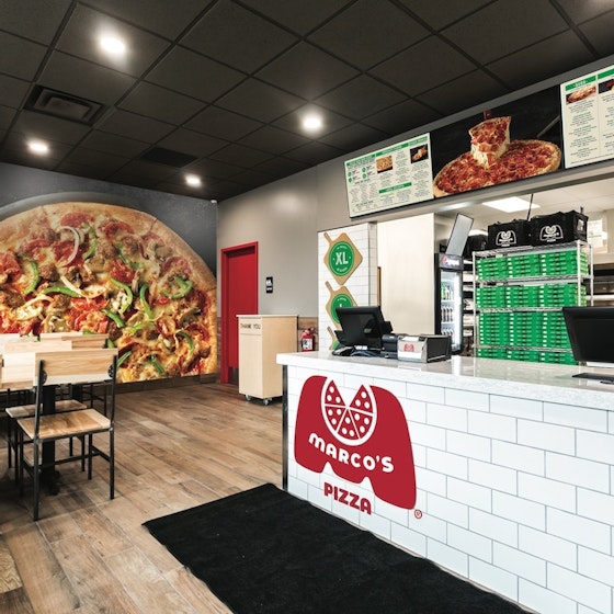 Interior of a Marco's Pizza location.