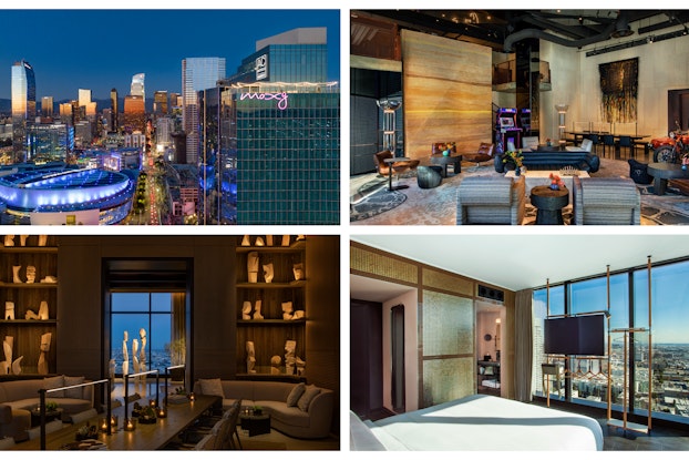 Four separate views of Marriott hotel locations.