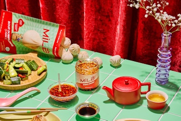 Table set up with MìLà food products.