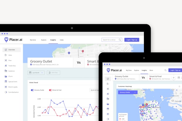 screenshot of placer.ai website and report