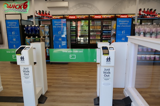  Interior of a Quick 6 store with Amazon's Just Walk Out technology.