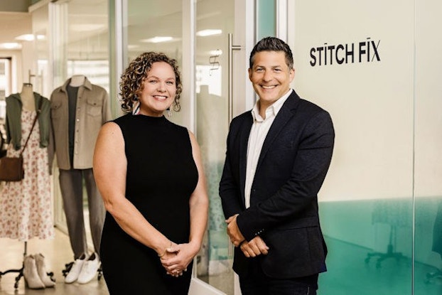 Headshot of Sarah Funderburk, Stitch Fix’s Vice President of Styling and Client Support, and Noah Zamansky, the Vice President of Product, Tech and Design, Client Experience.