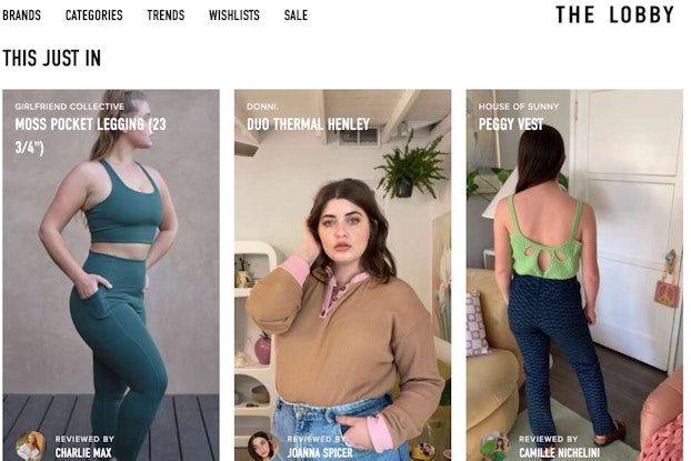 screen grab of the lobby's website depicting women modeling clothing