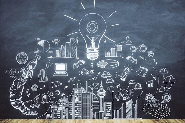 chalk art depicting lightbulb and business idea art