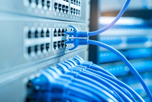 Wires plugging into router