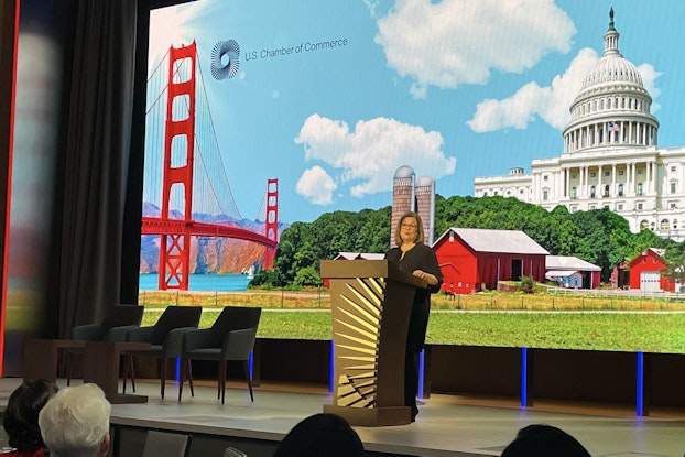 Suzanne Clark presenting her keynote speech at the America's Top Small Business Summit at the U.S. Chamber of Commerce.