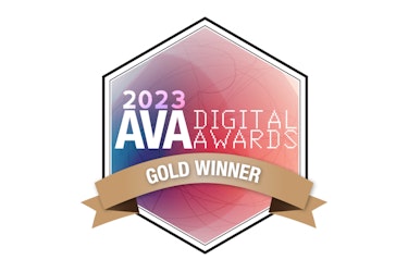  A graphic logo representing the 2023 AVA Digital Awards Gold Winner emblem. 