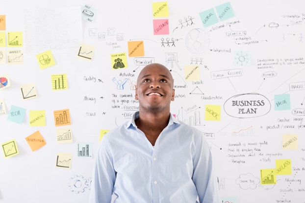 Man thinking about business plan