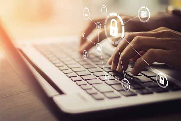 laptop with images of padlocks