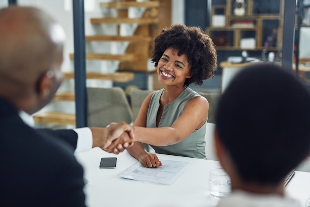 Job candidate shaking hands