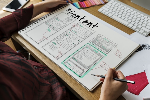 Hand-drawn diagram of content plan