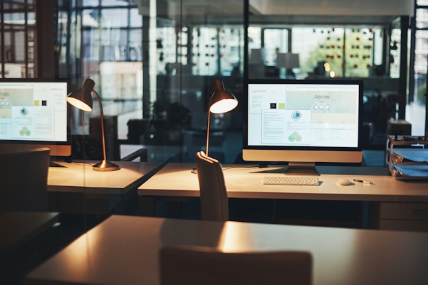  Empty Desk with computer screen