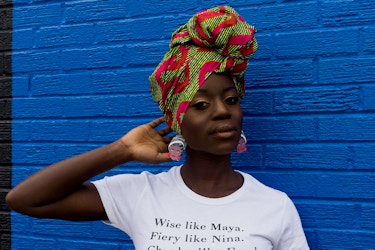  Model wearing a shirt by fashion startup Draped. 