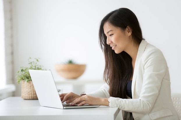 Woman working on laptop