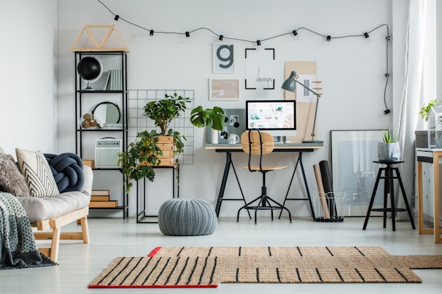 desk setup with decorations