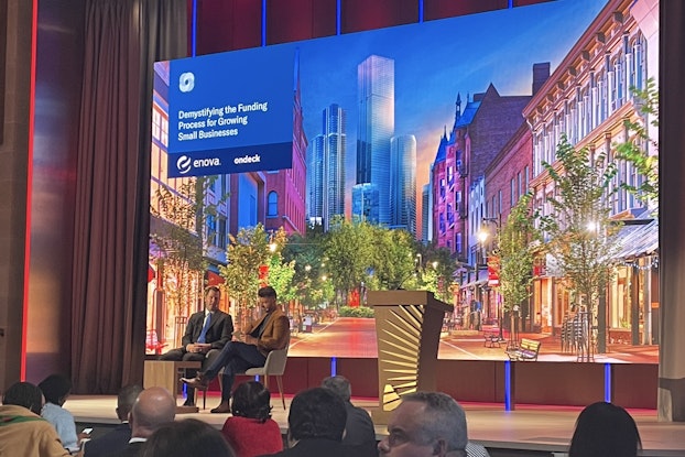A panel takes the stage at the U.S. Chamber of Commerce America's Top Small Business event.