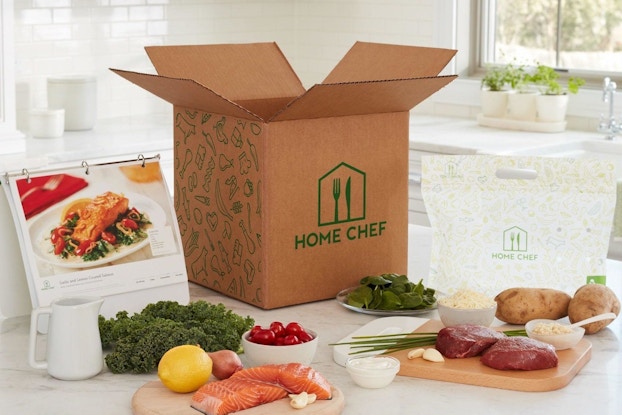  Home Chef box surrounded by fresh food