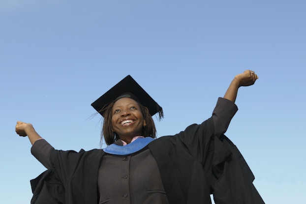 female graduate in gown