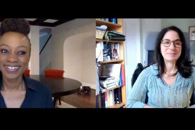 Femi Oke and Leslie Shampaine, co-founders of Moderate the Panel, in a video chat