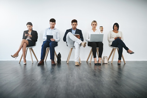job candidates all sitting in a row
