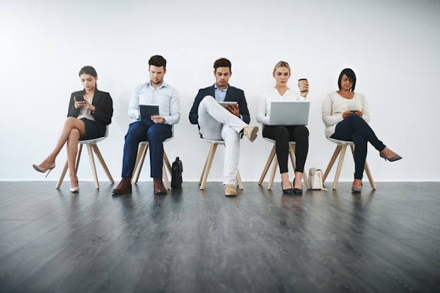  job candidates all sitting in a row