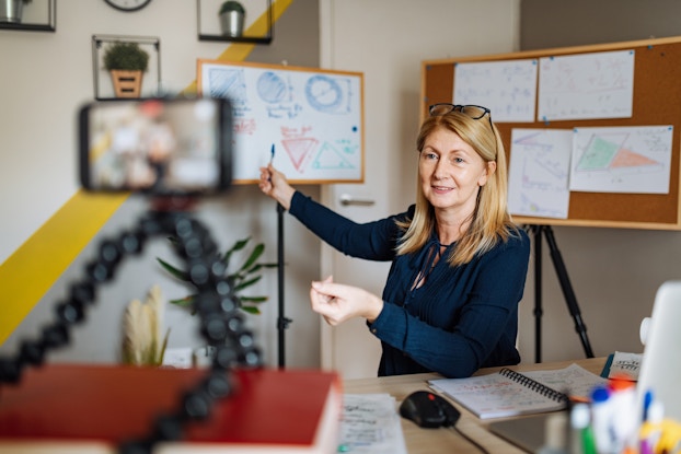 woman recording video tutorial
