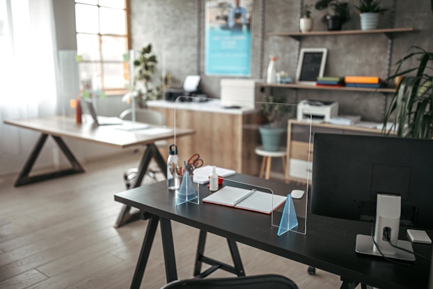office with plexiglass barriers