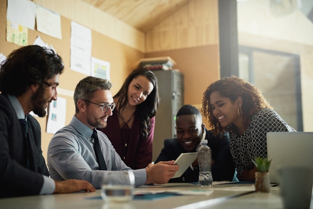 group of coworkers in a meeting