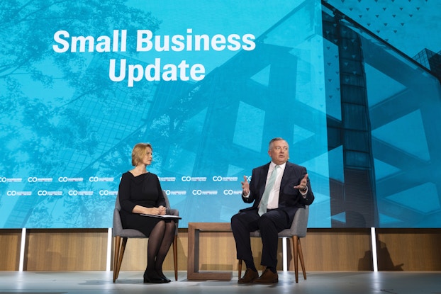 Jeanette Mulvey, Editor-in-Chief, CO— by U.S. Chamber of Commerce interviews Neil Bradley, Chief Policy Officer, U.S. Chamber of Commerce, on stage for a Small Business Day event on May 1, 2025.