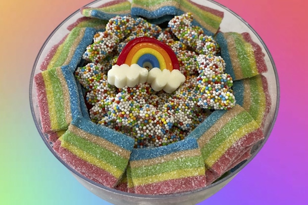 Bowl displayed with candies from Sweets Apothecary.