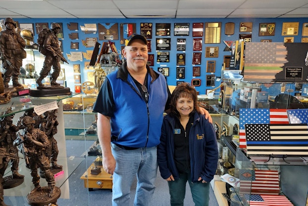 DJ and Judi Brown, the husband-and-wife co-owners of Washington-based Tacoma Trophy.