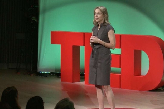 Krista Donaldson on the TED stage.