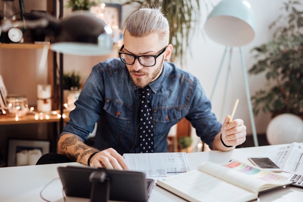 Entrepreneur working on computer