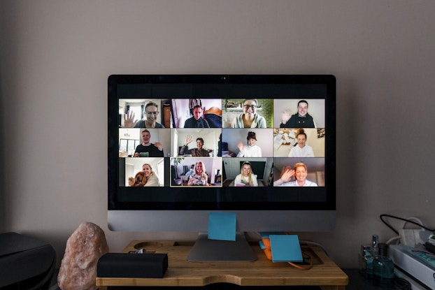  desktop computer screen with video conference